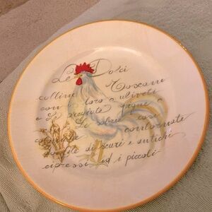 DERUTA Rooster plate. Made in Italy. 8.5 inches around UEC.  Beautiful graphics!